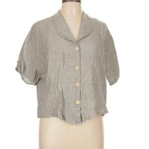 Vintage flax gray linen button down shirt